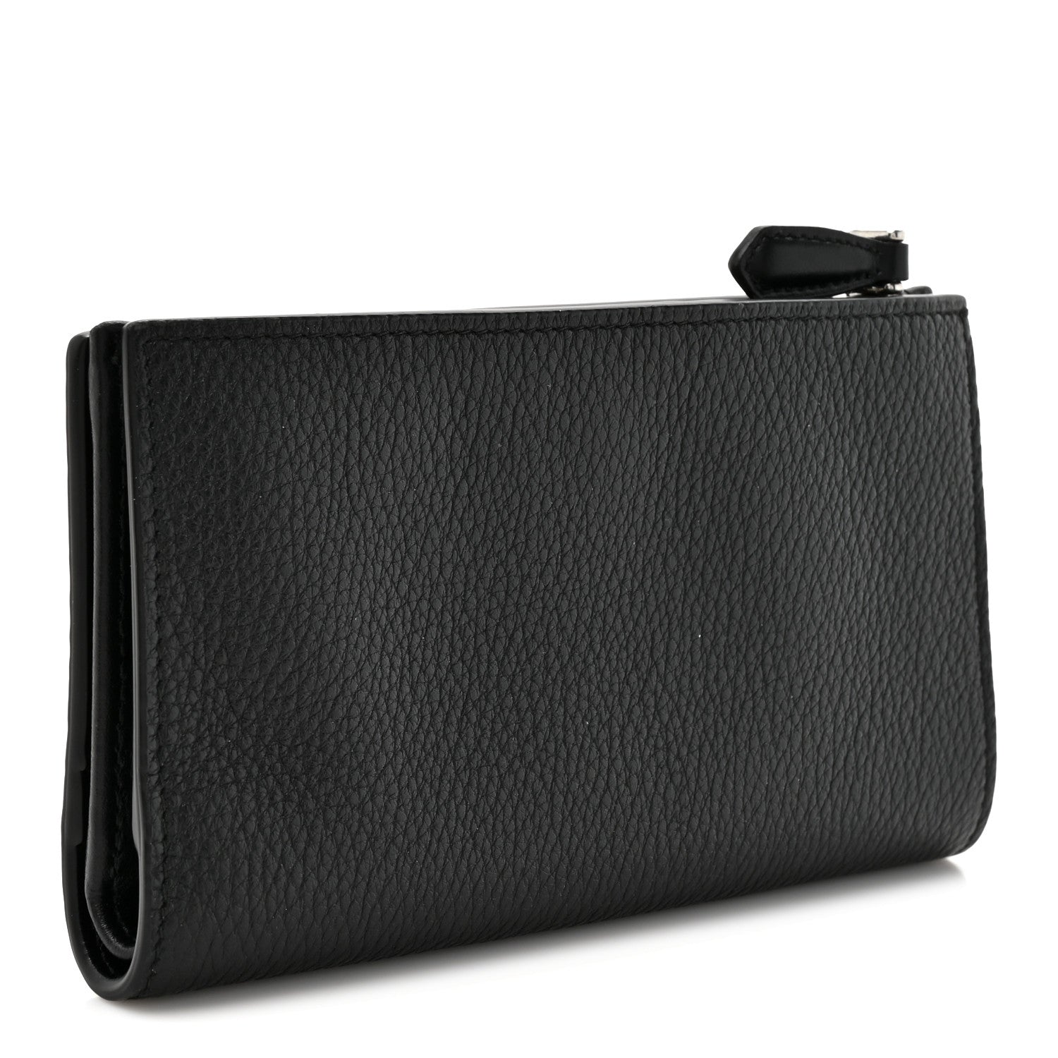 Prada Vitello Daino Triangle Continental Zip Wallet  Black 3 of 7