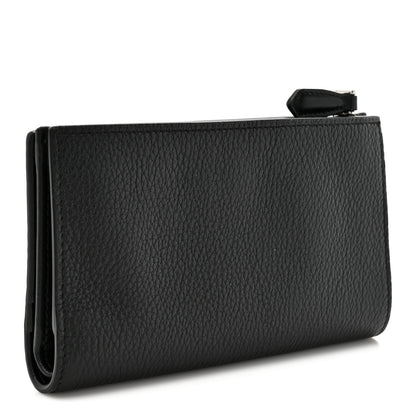 Prada Vitello Daino Triangle Continental Zip Wallet  Black 3 of 7