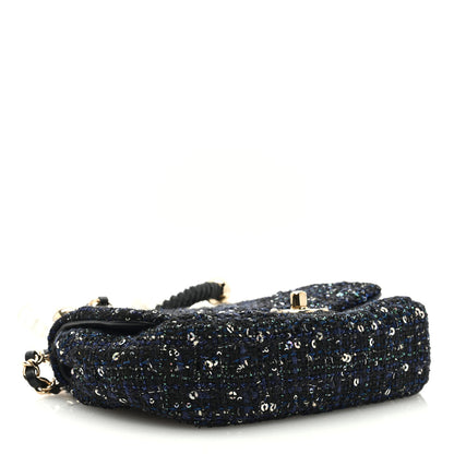Chanel Tweed Mini Pearl Handle Flap Black Ecru 4 of 9