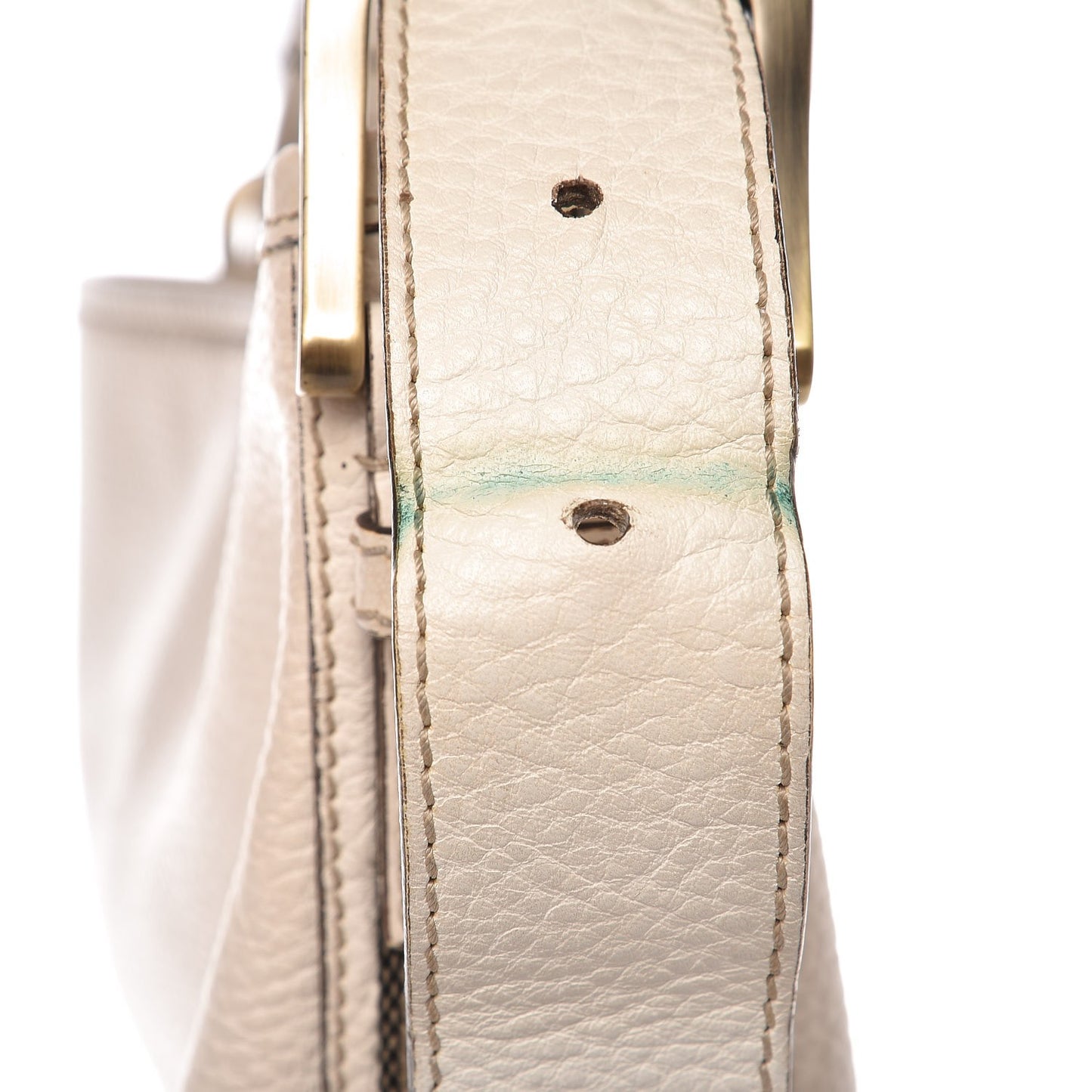 Calfskin Stripe Bucket Hobo Bag Off White
