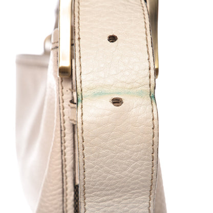 Burberry Calfskin Stripe Bucket Hobo Bag Off White 10 of 19