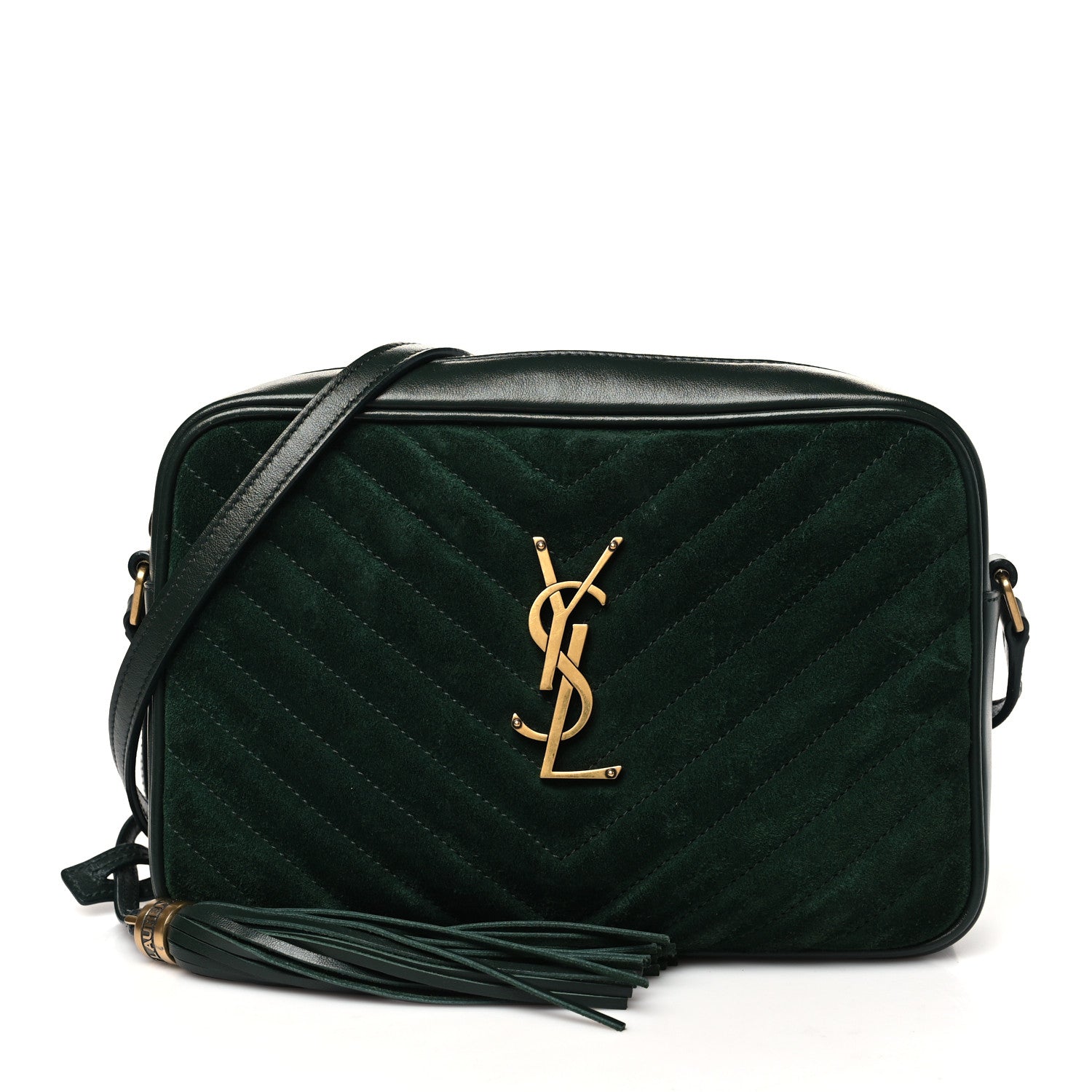 Saint Laurent Suede Calfskin Monogram Lou Camera Bag Vert Fonce 1 of 12