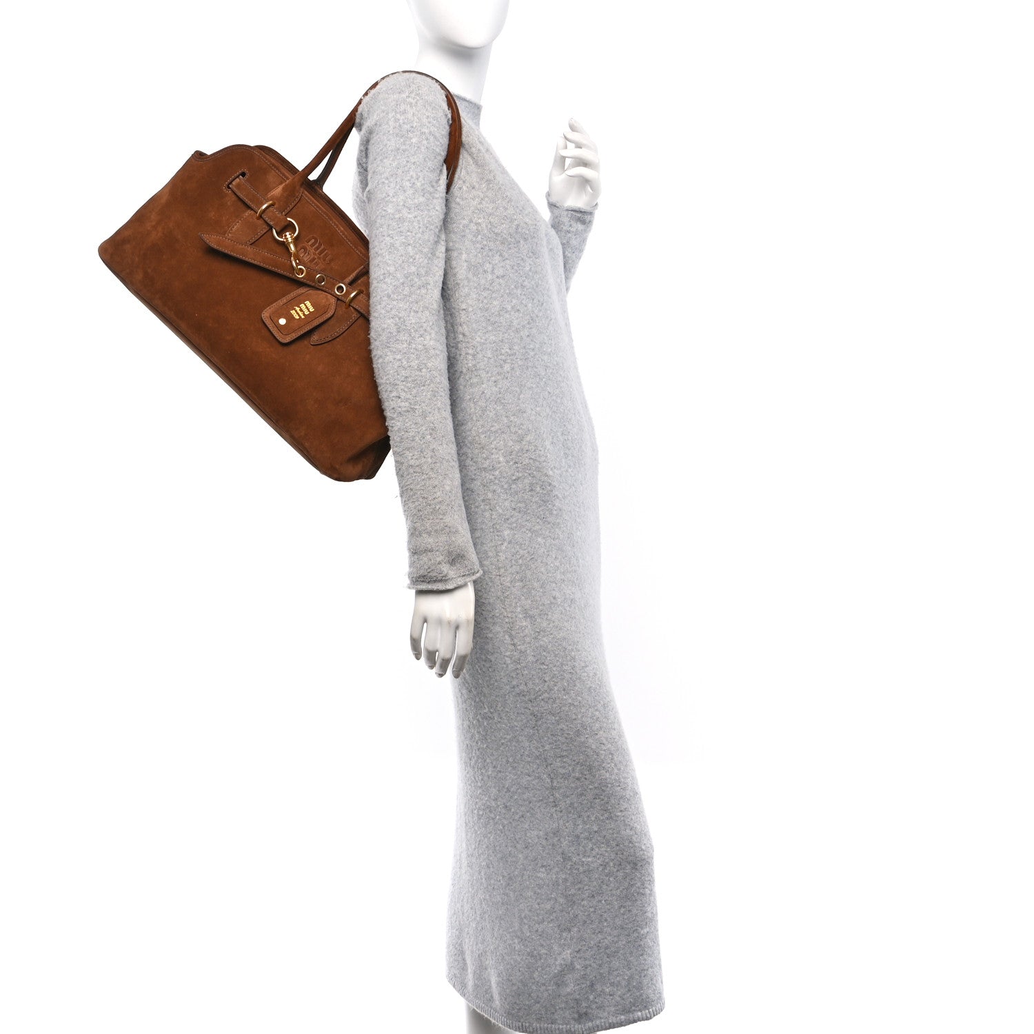 Miu Miu Camoscio Large Aventure Bag Oak 2 of 10