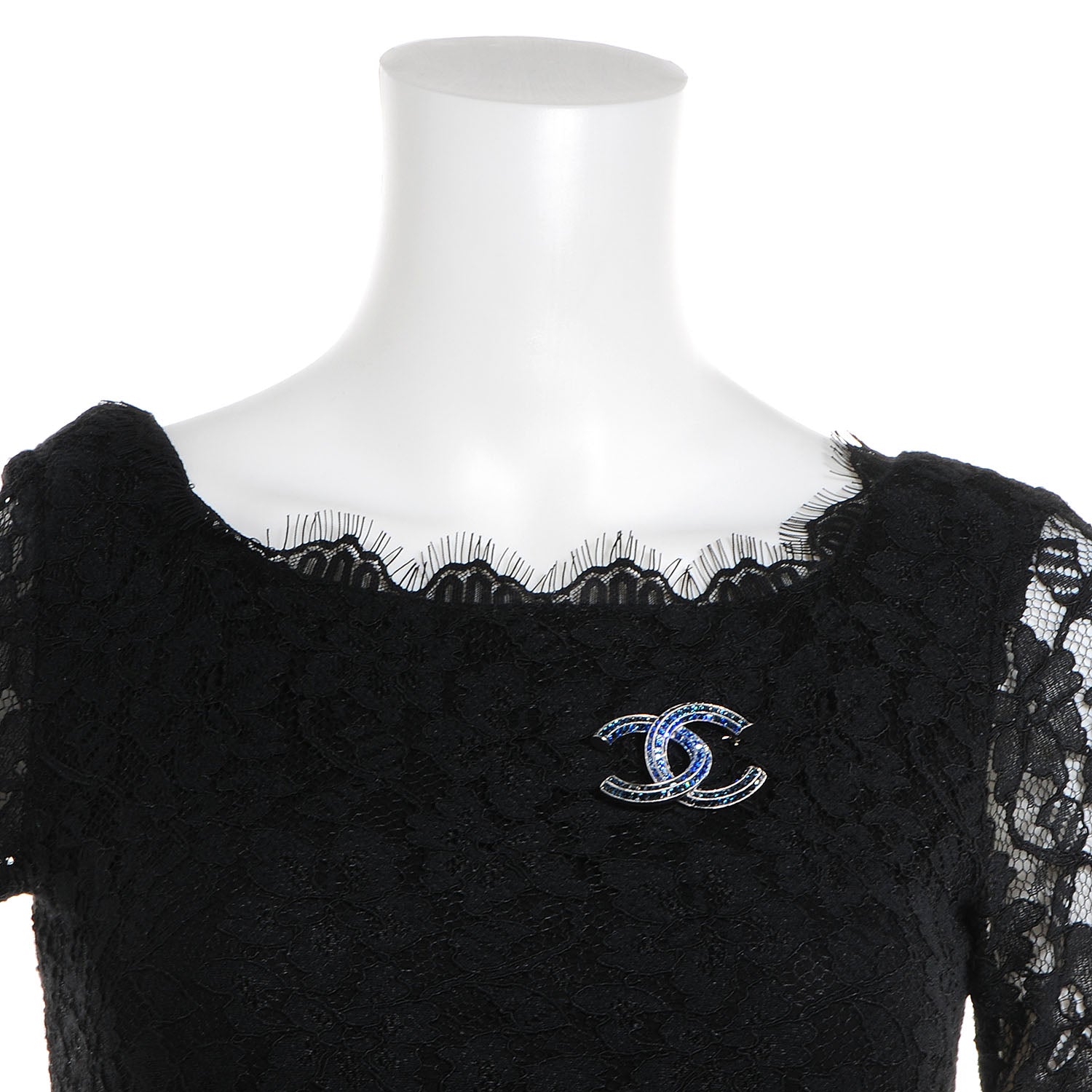 Chanel Crystal Baguette CC Brooch Blue Silver 2 of 5