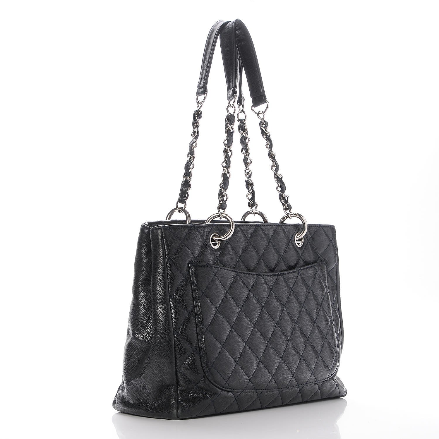 Chanel Caviar Quilted Grand Shopping Tote GST Navy Blue 3 of 7