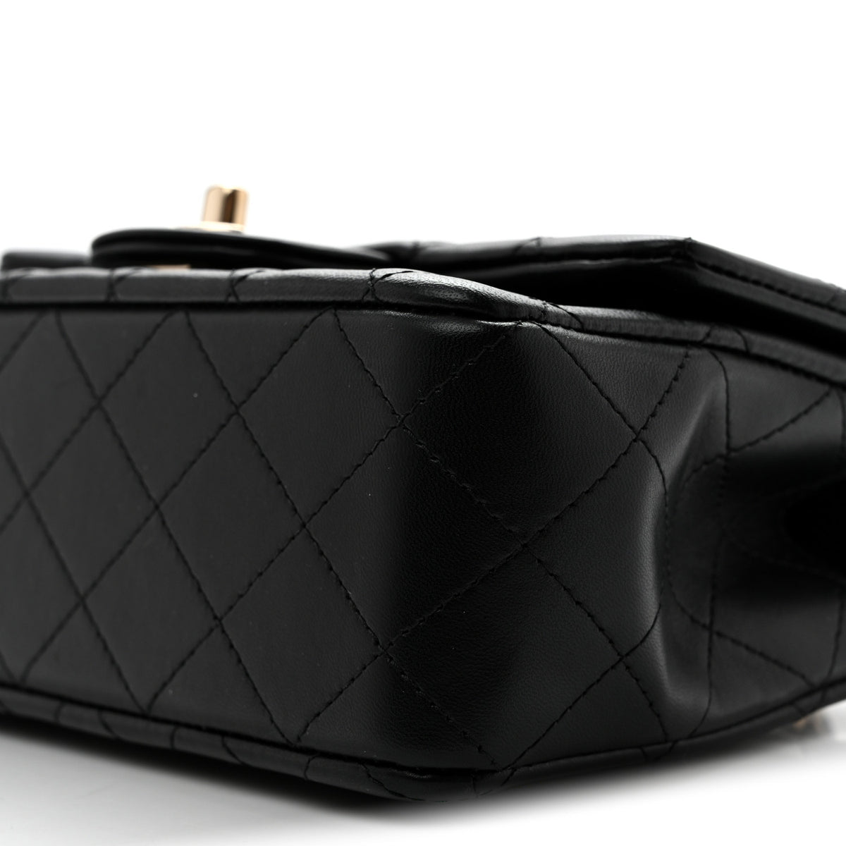 Lambskin Quilted Mini Top Handle Rectangular Flap Black
