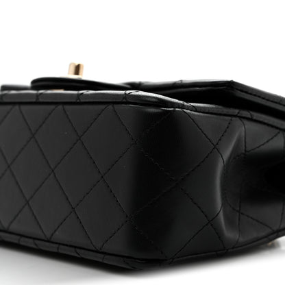 Chanel Lambskin Quilted Mini Top Handle Rectangular Flap Black 10 of 11