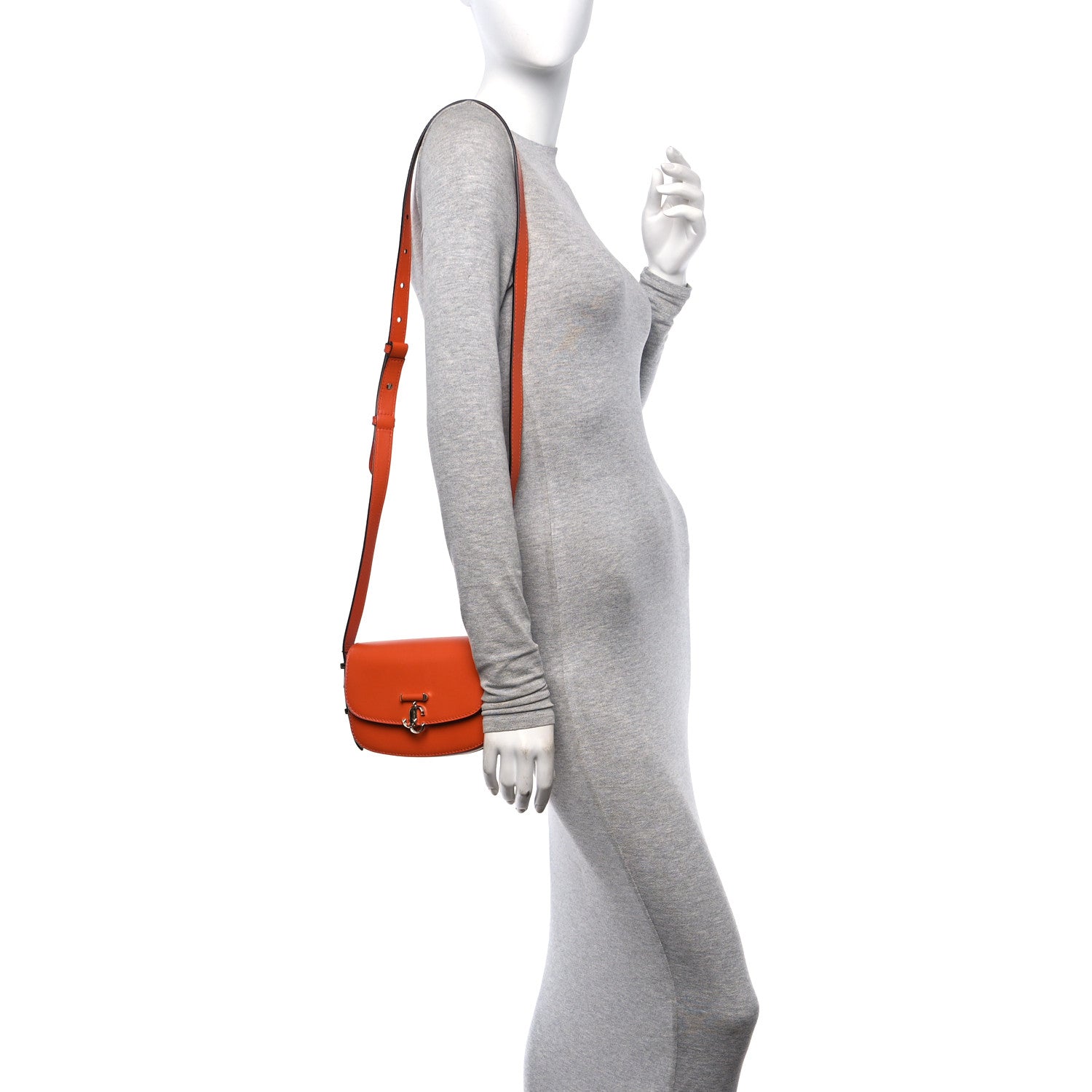 Jimmy Choo Shiny Calfskin Varenne Satchel Amber Orange 1602227