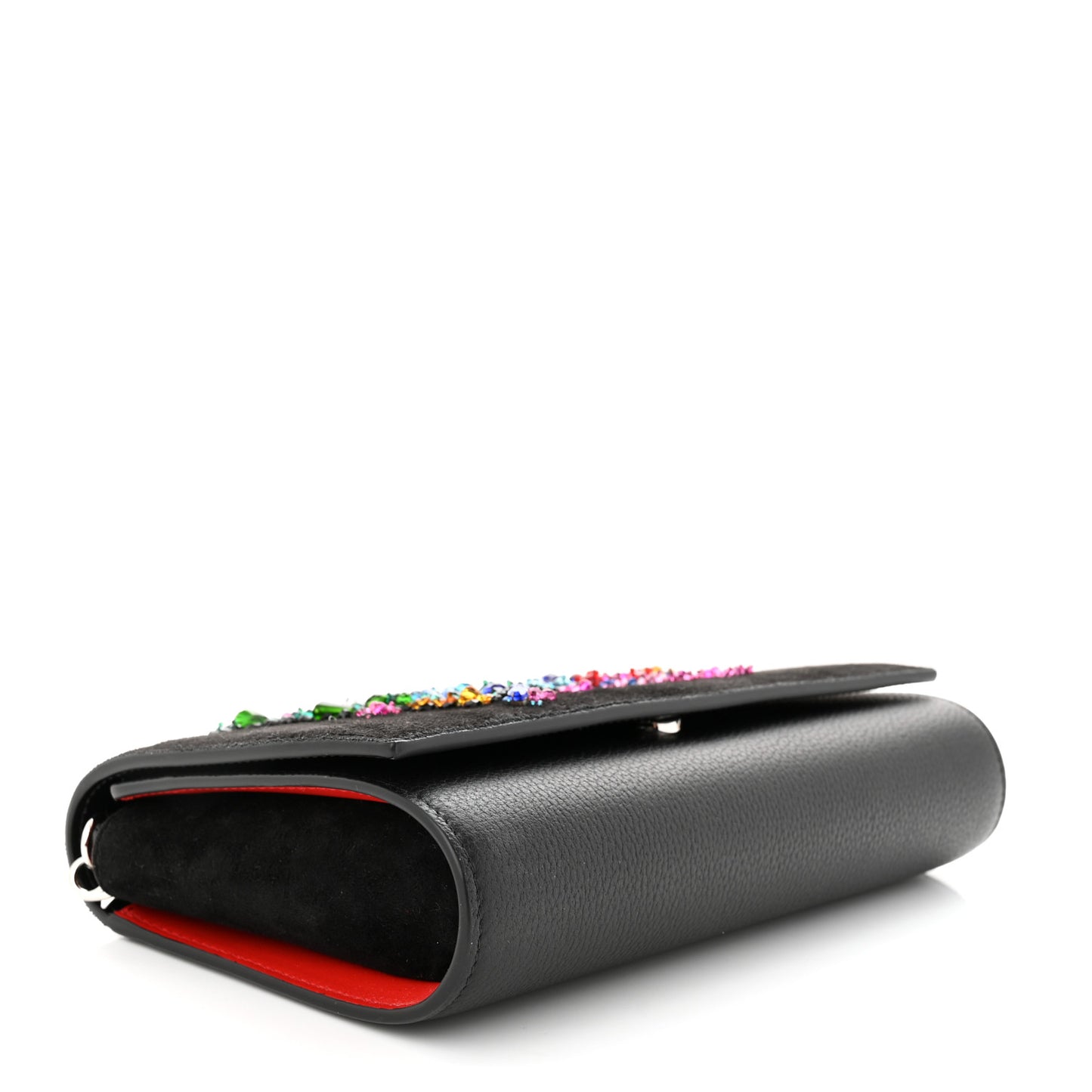 Suede Crystal Embellished Paloma Love Clutch Black Multicolor