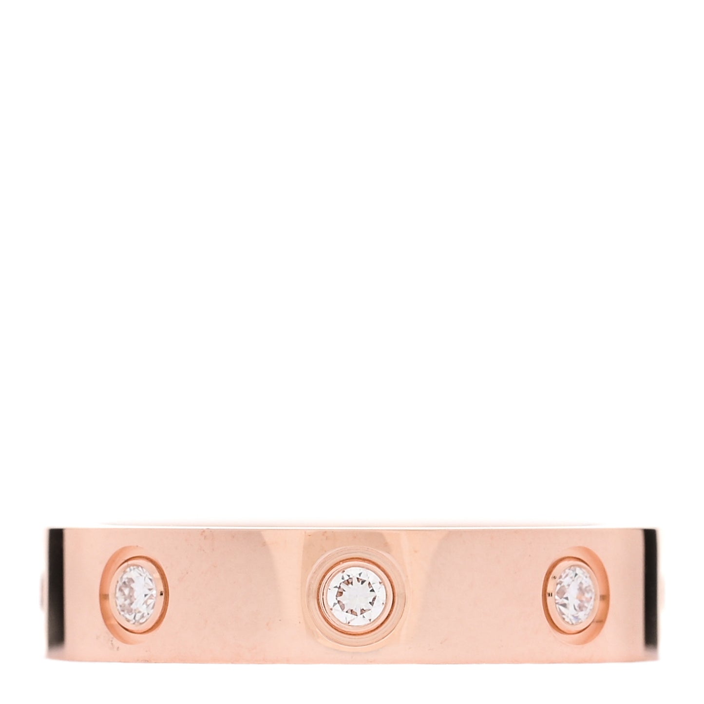 18K Pink Gold 8 Diamond 4mm LOVE Wedding Band Ring 49 5