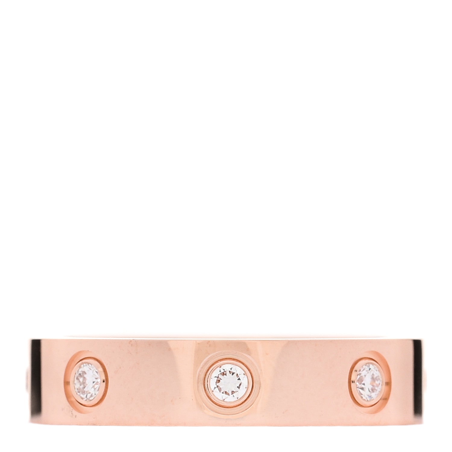 Cartier 18K Pink Gold 8 Diamond 4mm LOVE Wedding Band Ring 49 5 3 of 5