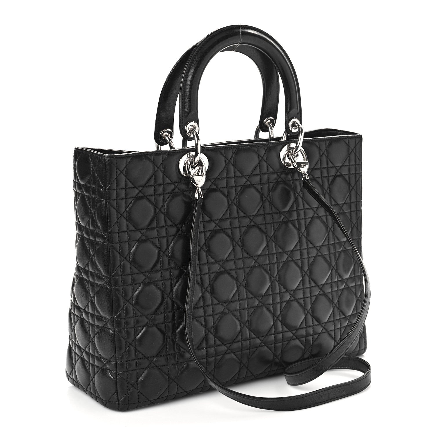 Christian Dior Lambskin Cannage Large Lady Dior Black 2 of 8
