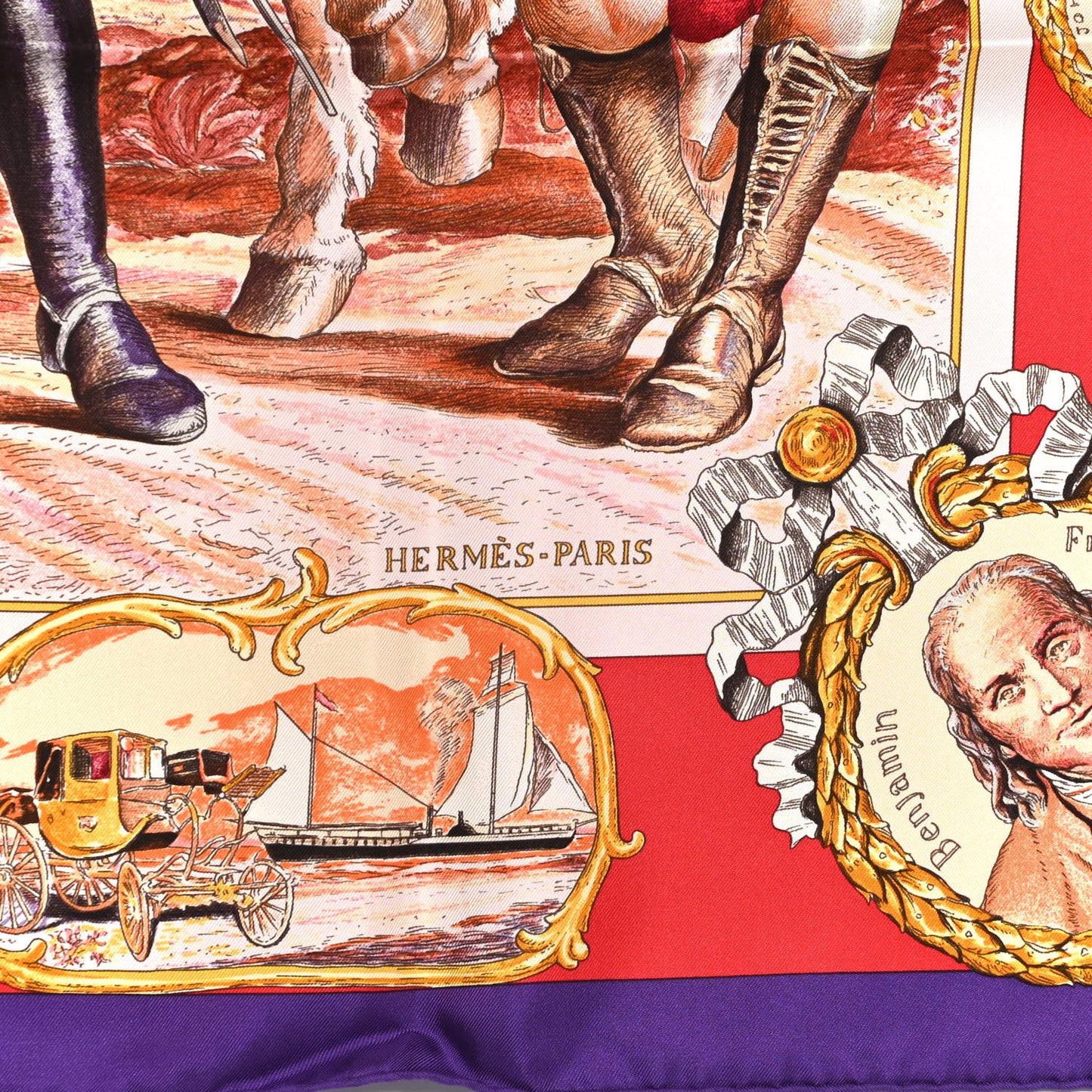 Silk Marquis De Lafayette Scarf 90 Violet Rouge Rose Poudre