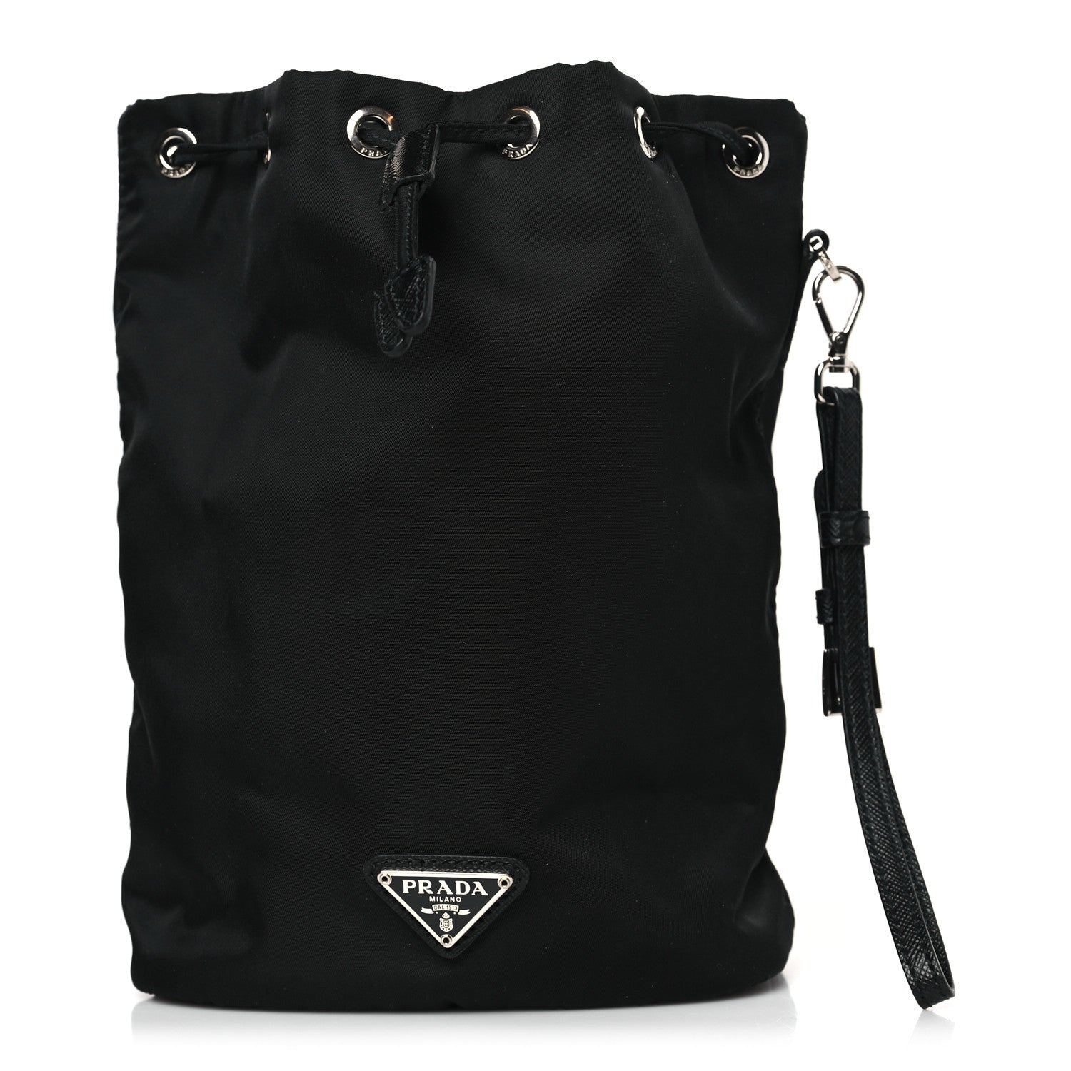 Prada Nylon Vela Drawstring Wristlet Pouch Black 1 of 9