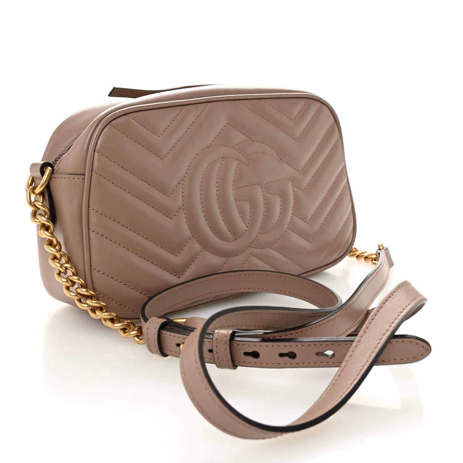 Gucci Calfskin Matelasse Small GG Marmont Chain Shoulder Bag Porcelain Rose 3 of 10