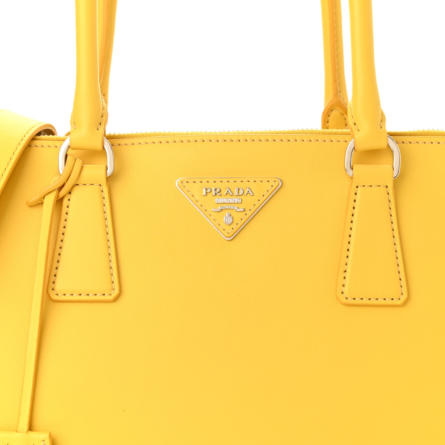 Prada City Calf Medium Galleria Double Zip Tote Yellow 7 of 9