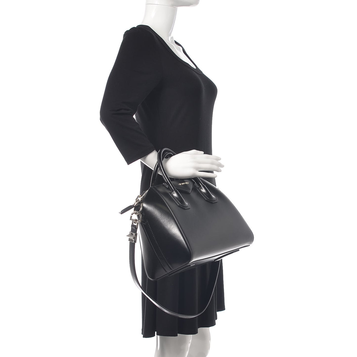 Shiny Lord Calfskin Small Antigona Black
