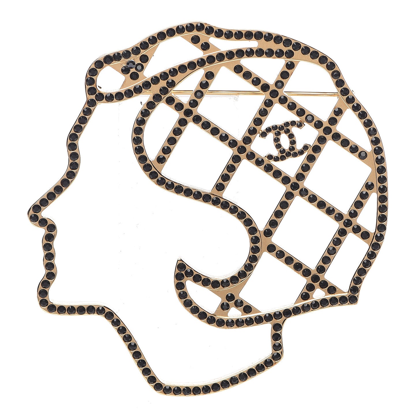 Crystal Mademoiselle Brooch Black Gold