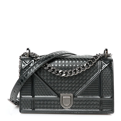 Christian Dior Metallic Patent Micro-Cannage Small Diorama Flap Bag Onyx Black 1 of 10
