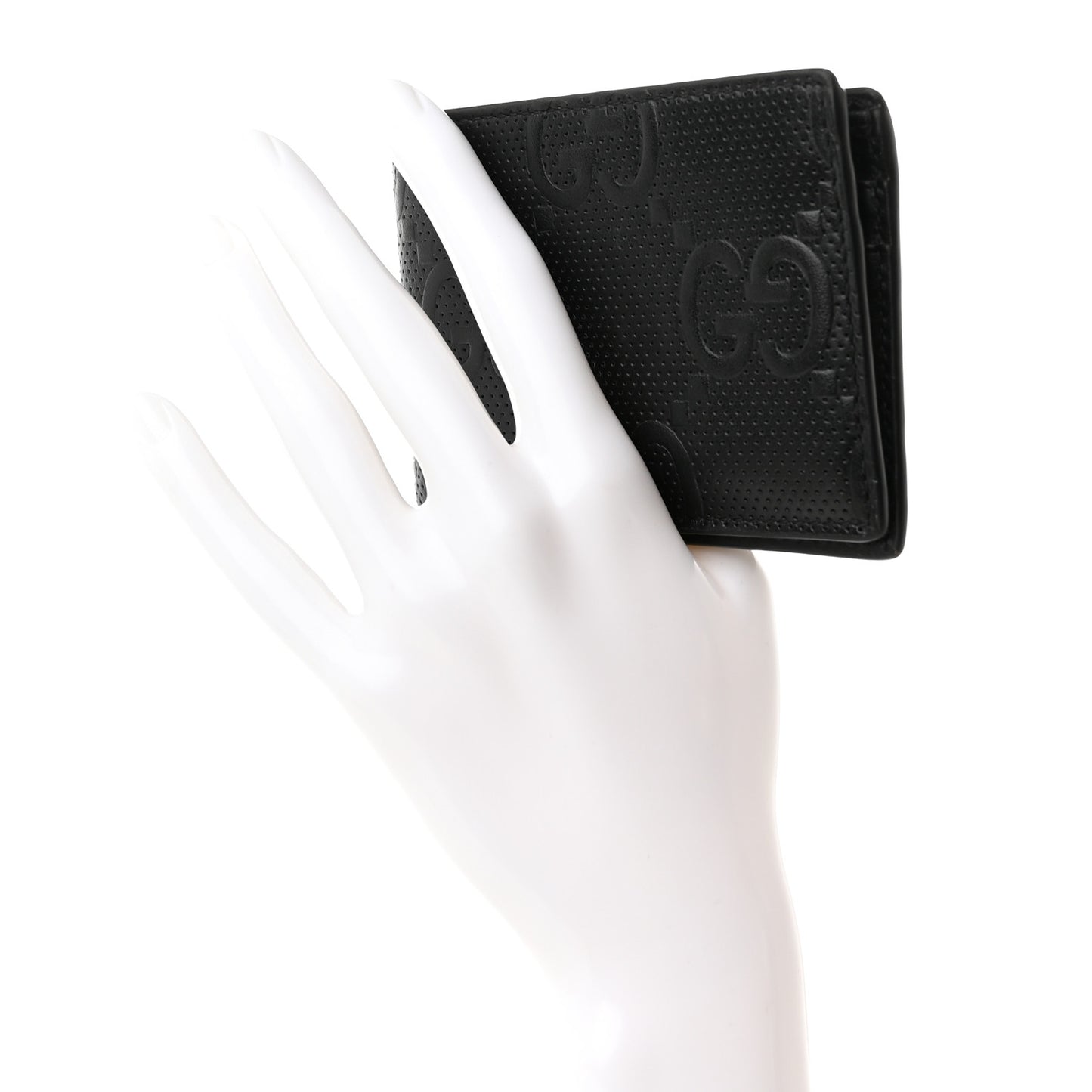 Calfskin GG Tennis Embossed Bi-Fold Wallet Black