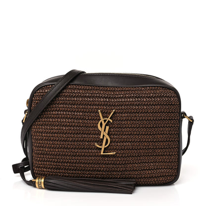 Saint Laurent Raffia Canvas Monogram Lou Camera Bag Dark Chocolate 1 of 9