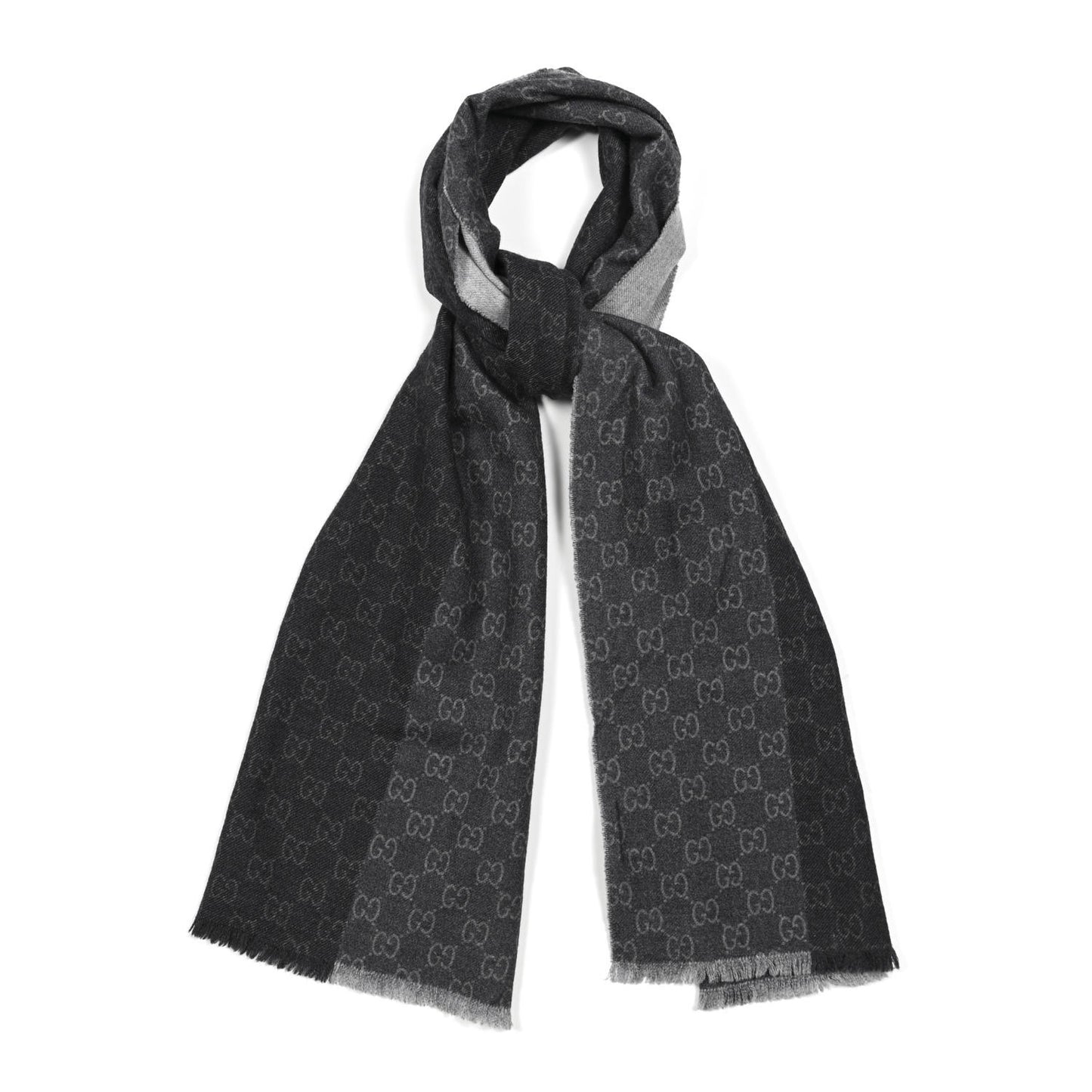 Wool GG Monogram Newov Scarf Dark Grey