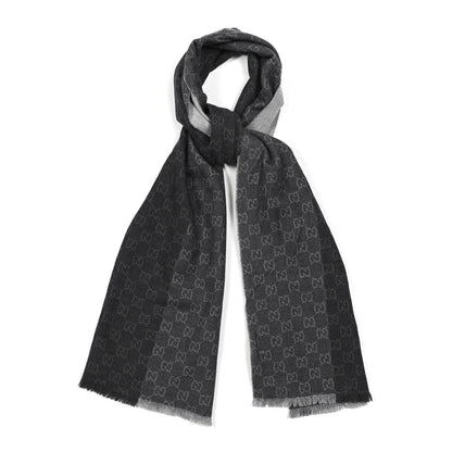 Gucci Wool GG Monogram Newov Scarf Dark Grey 1 of 4