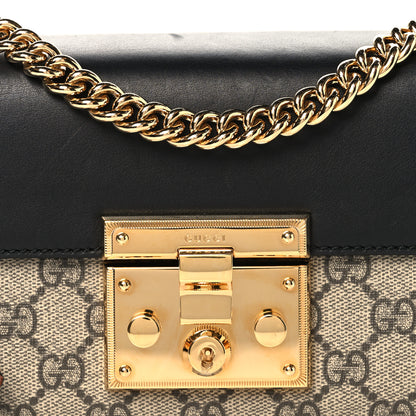 Gucci GG Supreme Monogram Calfskin Small Padlock Shoulder Bag Beige Black Cuir 8 of 12