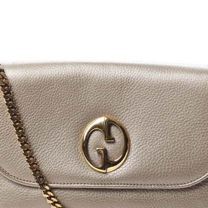 Gucci Metallic Pebbled Calfskin Medium 1973 Chain Shoulder Bag Golden Beige 9 of 9