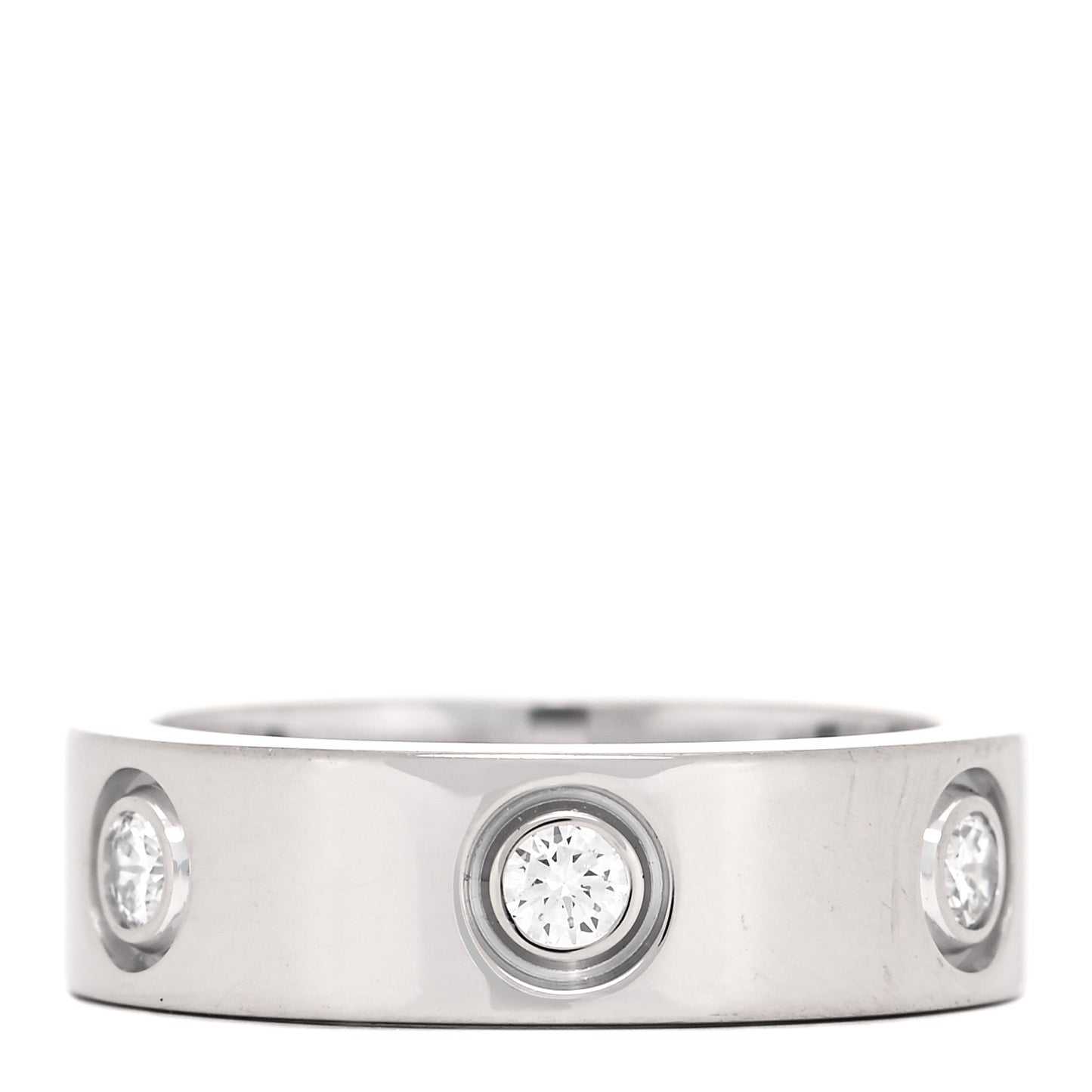 18K White Gold 6 Diamond 5.5mm LOVE Ring 50 5.25