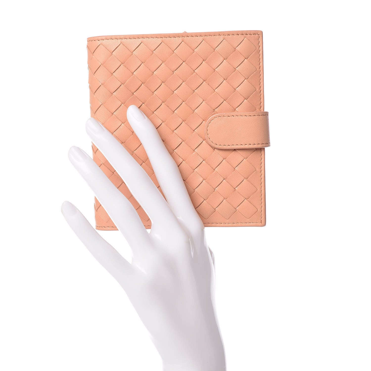 Bottega Veneta Nappa Intrecciato French Compact Wallet Peach 2 of 11