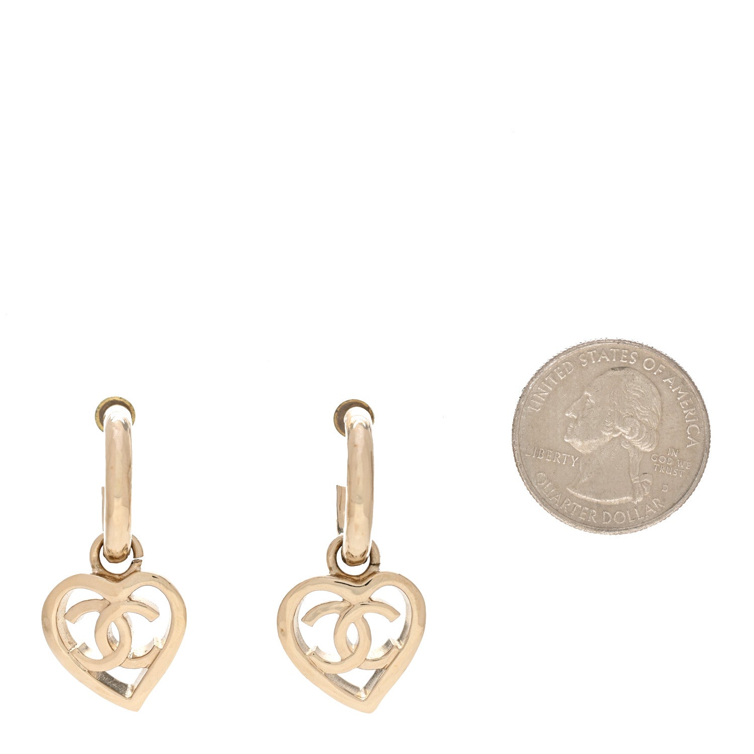 Chanel Metal CC Heart Coco In Love Drop Earrings Gold 2 of 5