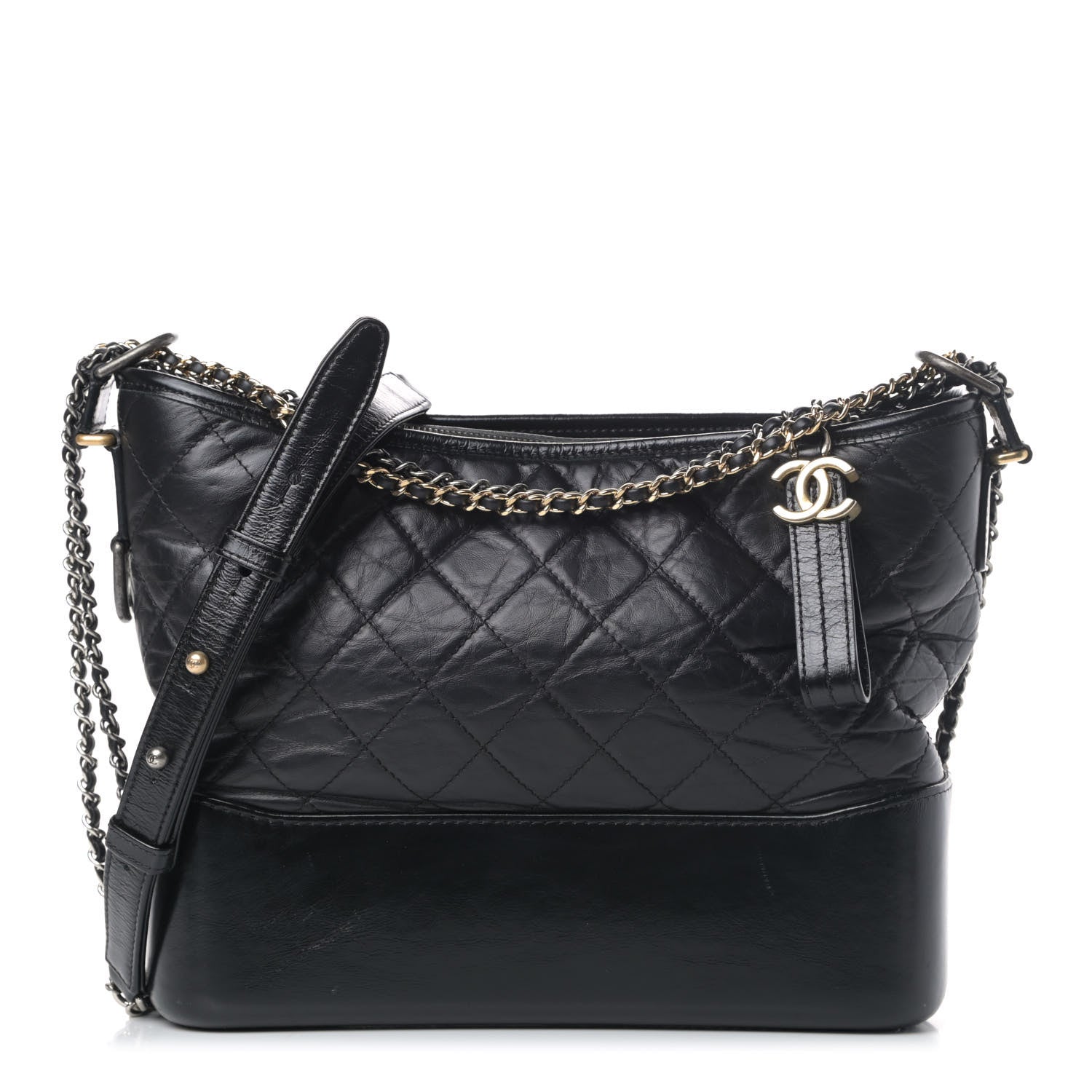 Chanel Aged Calfskin Quilted Medium Gabrielle Hobo Black 1 of 8