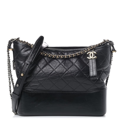 Chanel Aged Calfskin Quilted Medium Gabrielle Hobo Black 1 of 8