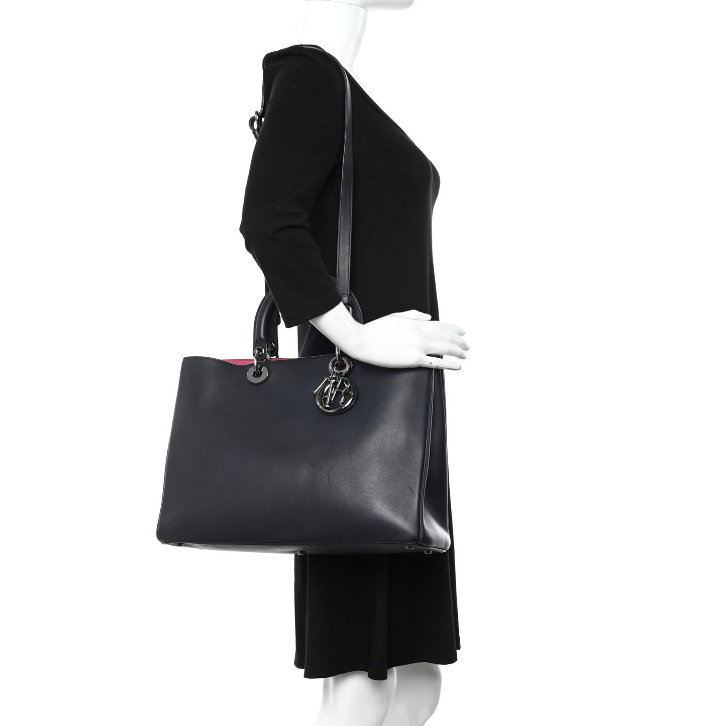 Smooth Calfskin Large Diorissimo Tote Black Rose Indien