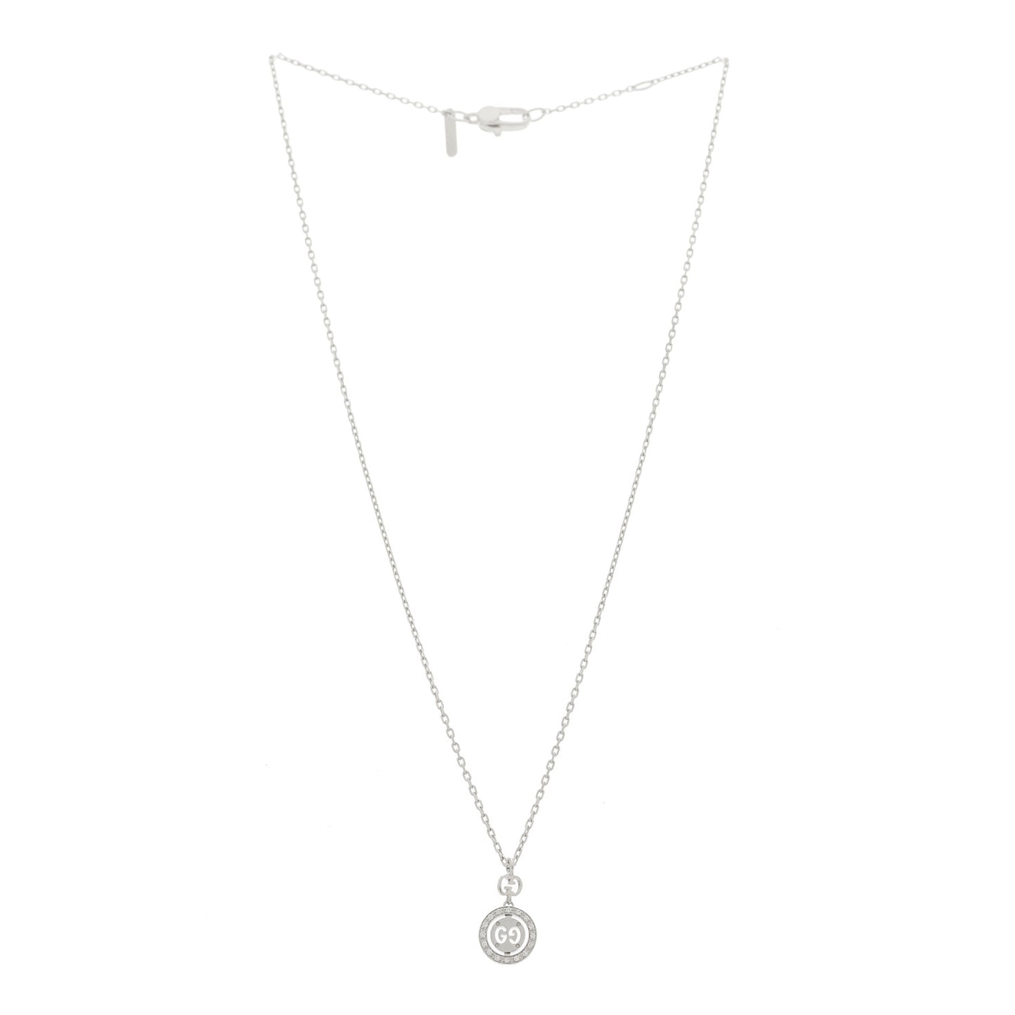 18K White Gold Diamond 10mm Icon Twirl Pendant Necklace
