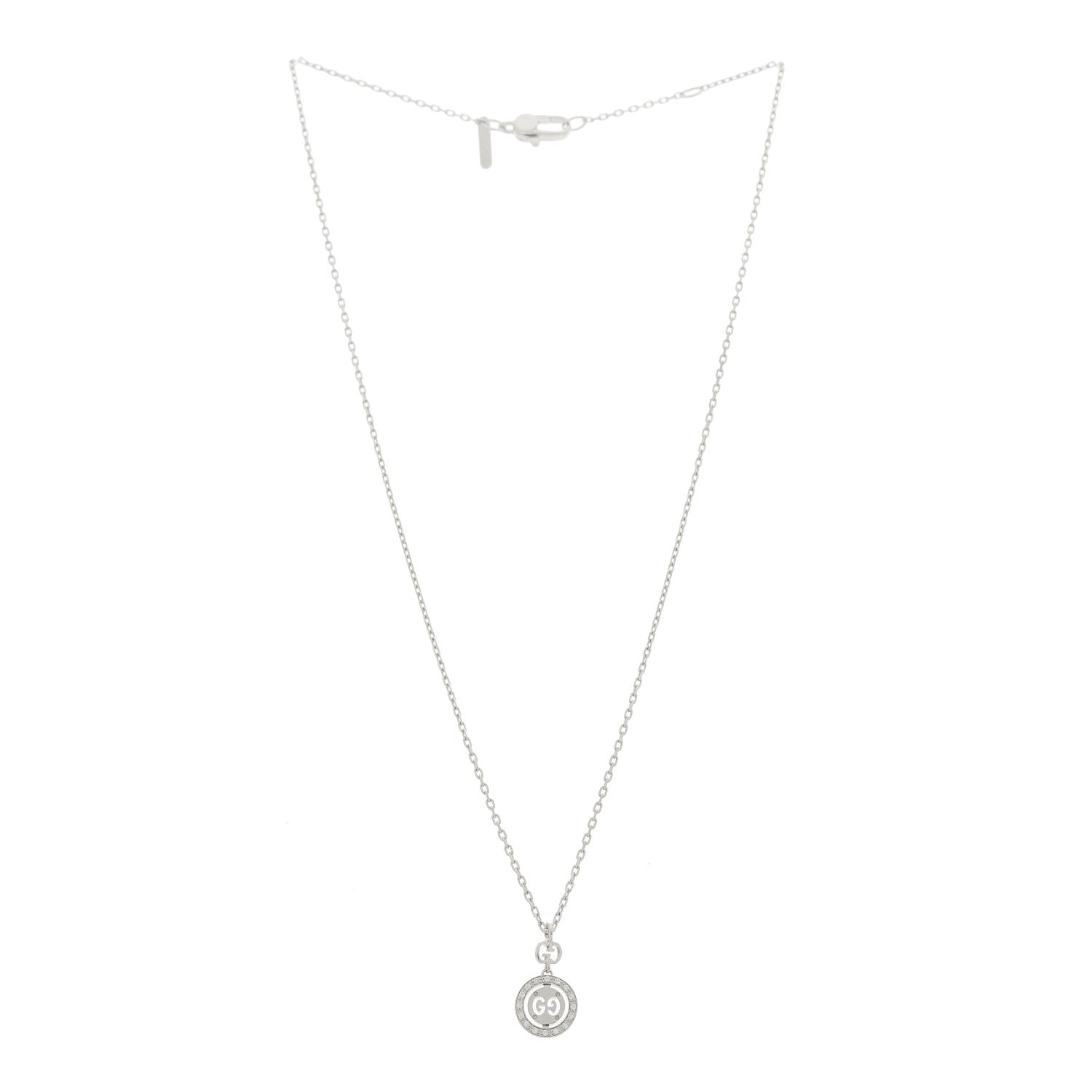 Gucci 18K White Gold Diamond 10mm Icon Twirl Pendant Necklace 3 of 7
