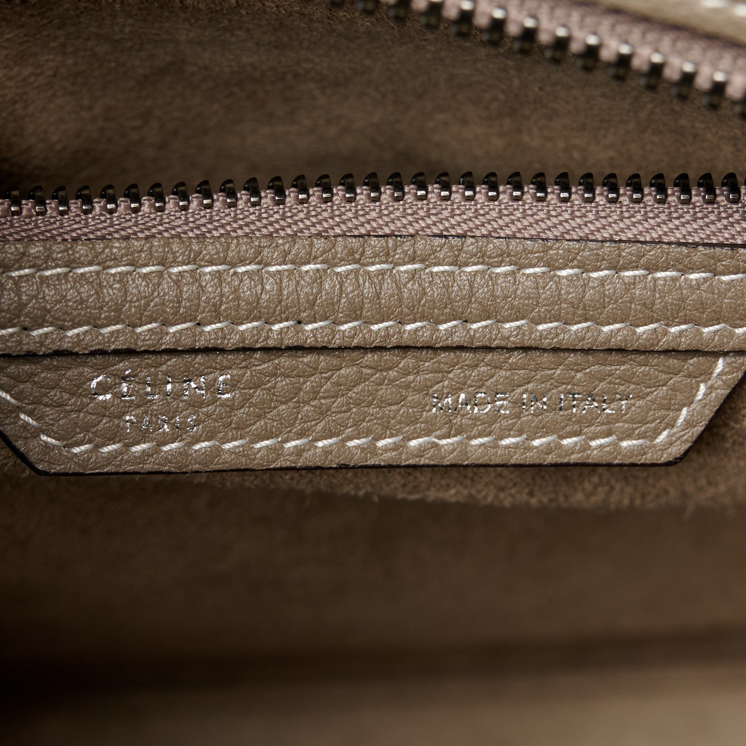 Celine Drummed Calfskin Micro Luggage Souris 6 of 10