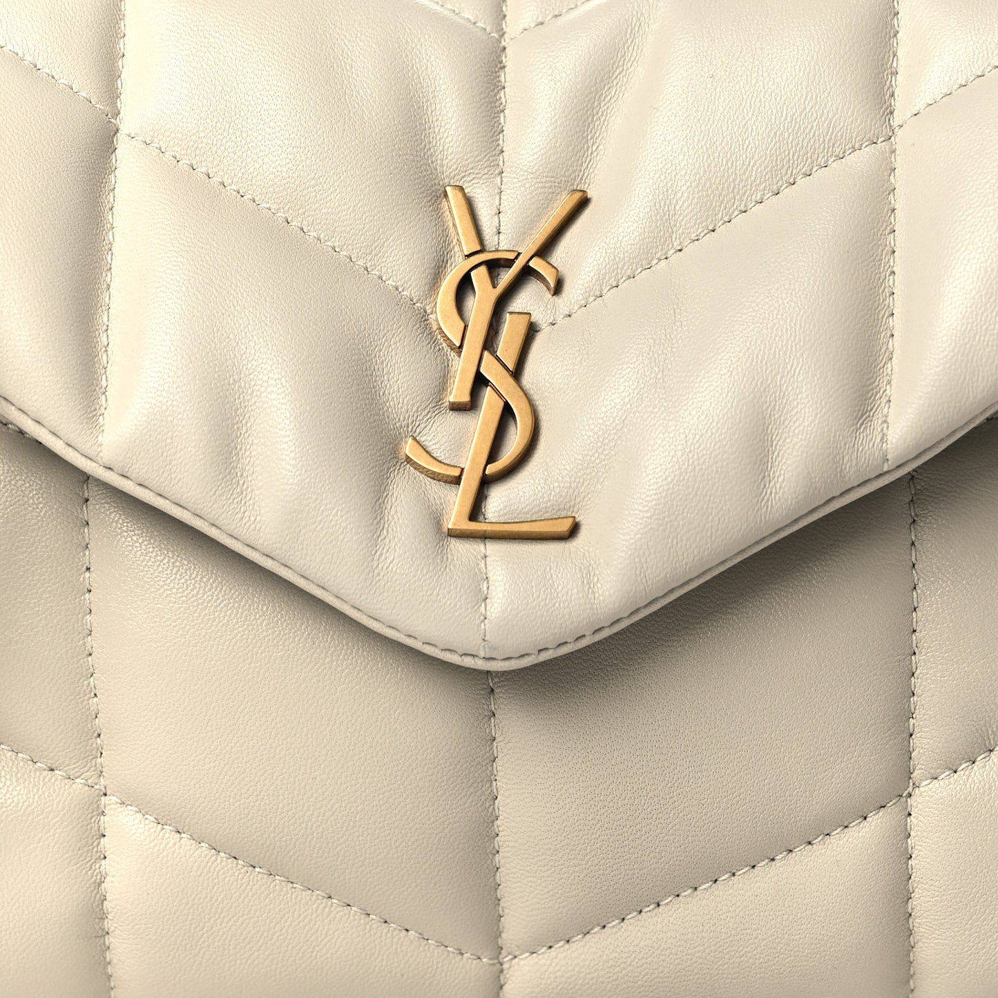 Lambskin Quilted Toy Loulou Puffer Monogram Chain Satchel Crema Soft