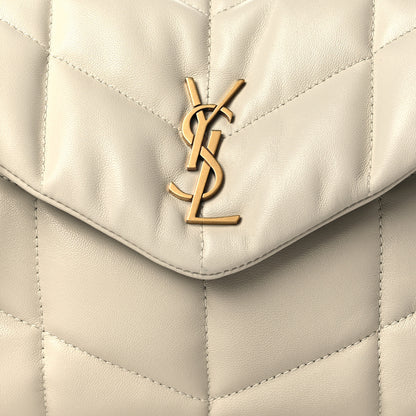 Saint Laurent Lambskin Quilted Toy Loulou Puffer Monogram Chain Satchel Crema Soft 8 of 11