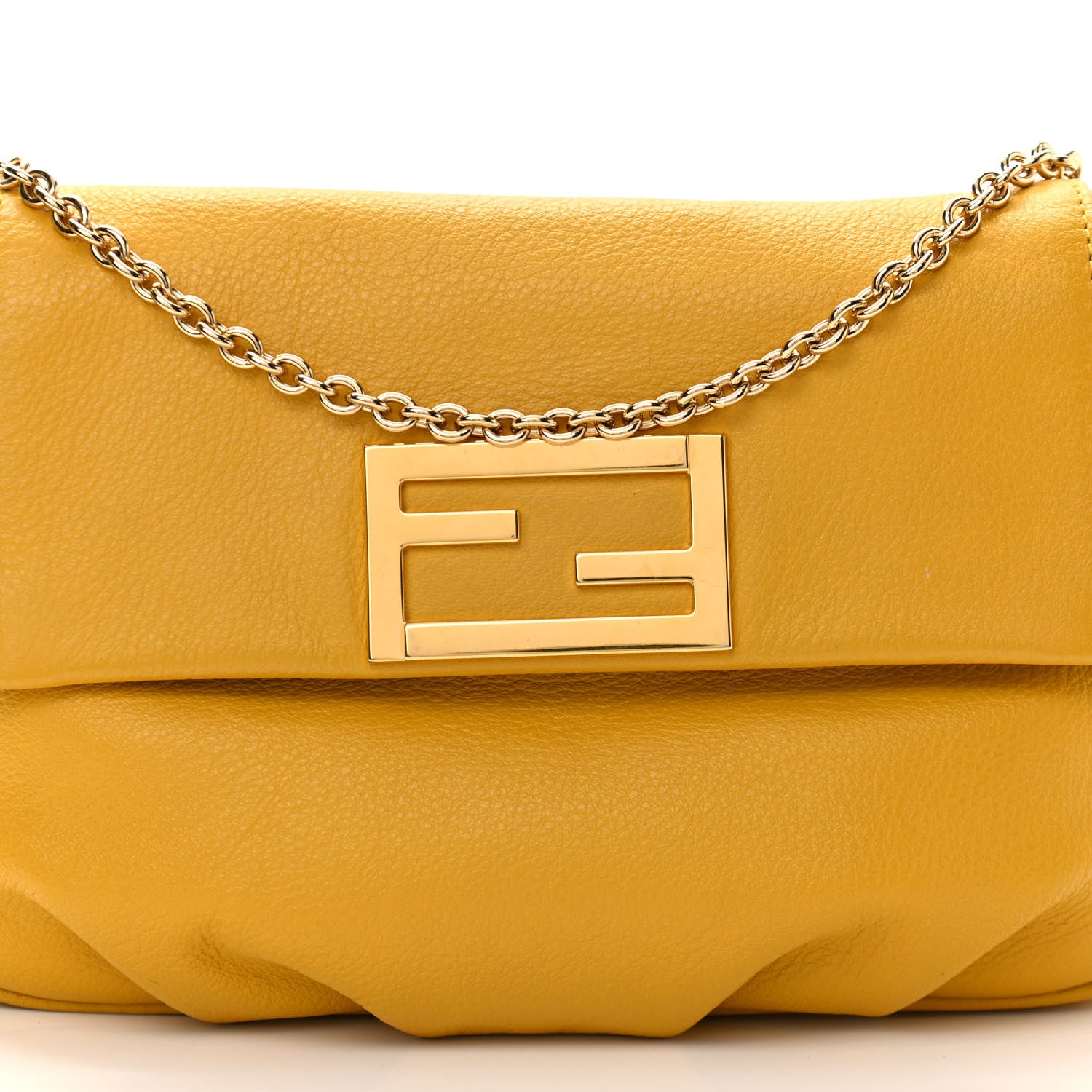 Fendi Vitello Flamingo Fendista Pouchette Crossbody Bag Yellow 8 of 10