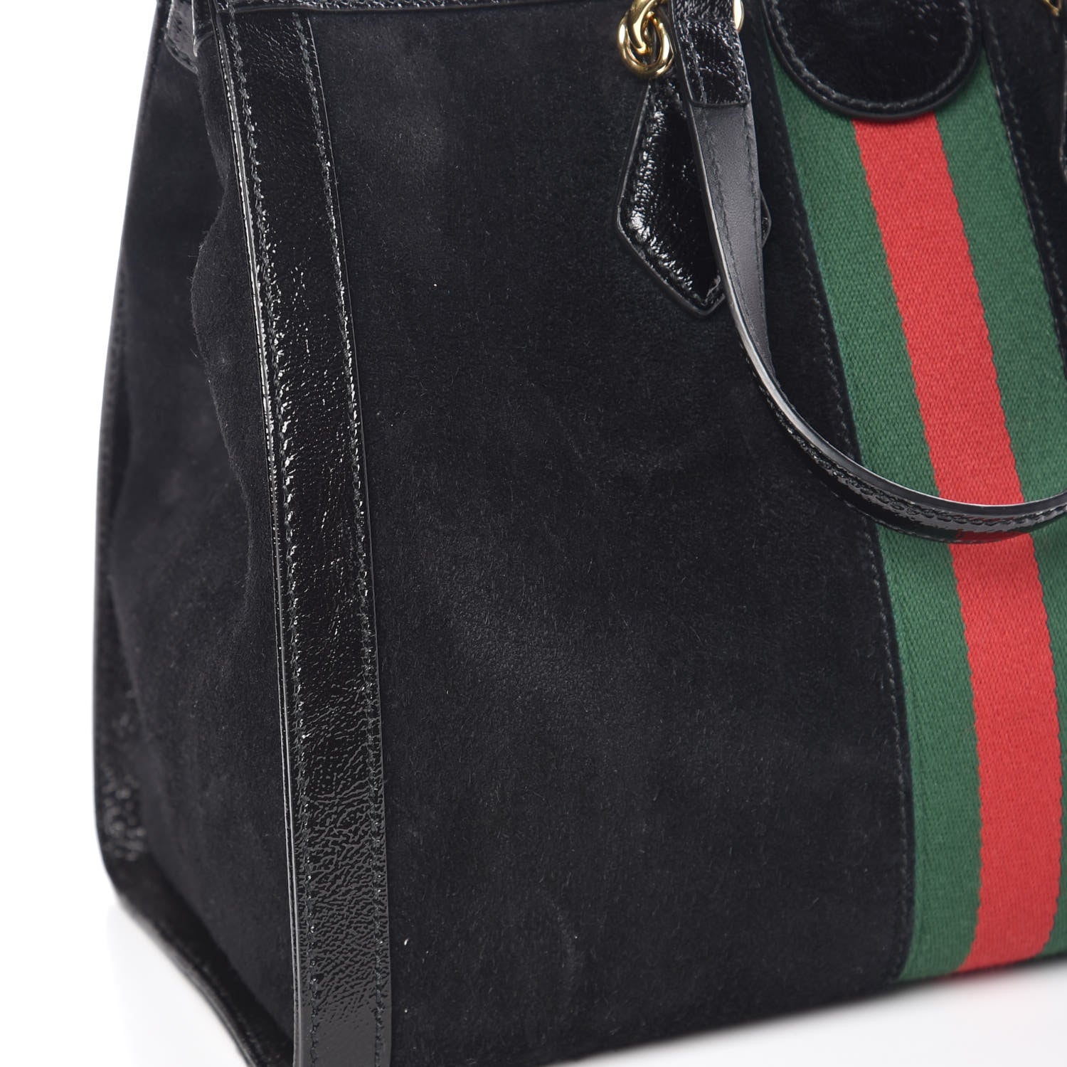 Gucci Suede Patent GG Web Medium Ophidia Tote Bag Black 10 of 12