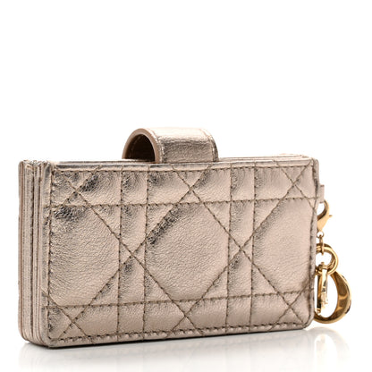 Christian Dior Metallic Calfskin Cannage Lady Dior 5-Gusset Card Holder Gold 3 of 7