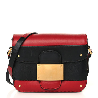 Valentino Garavani Calfskin Mini Rivet Colorblock Shoulder Bag Black Red 1 of 11