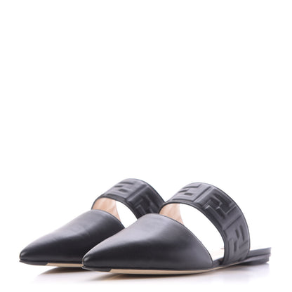 Fendi Nappa FF Embossed Flat Mules 37 Black 3 of 11