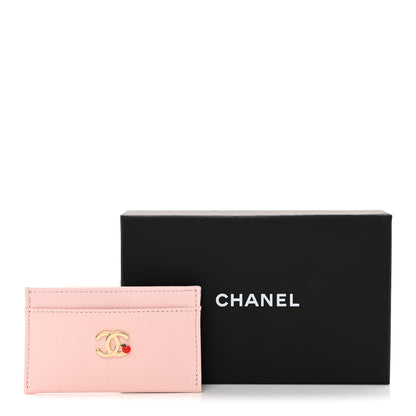 Chanel Grained Goatskin Enamel Card Holder Light Pink 8 of 8