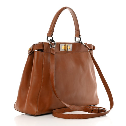 Fendi Vitello Suede Medium Peekaboo Iconic Satchel Cuoio Rame Moro 3 of 20