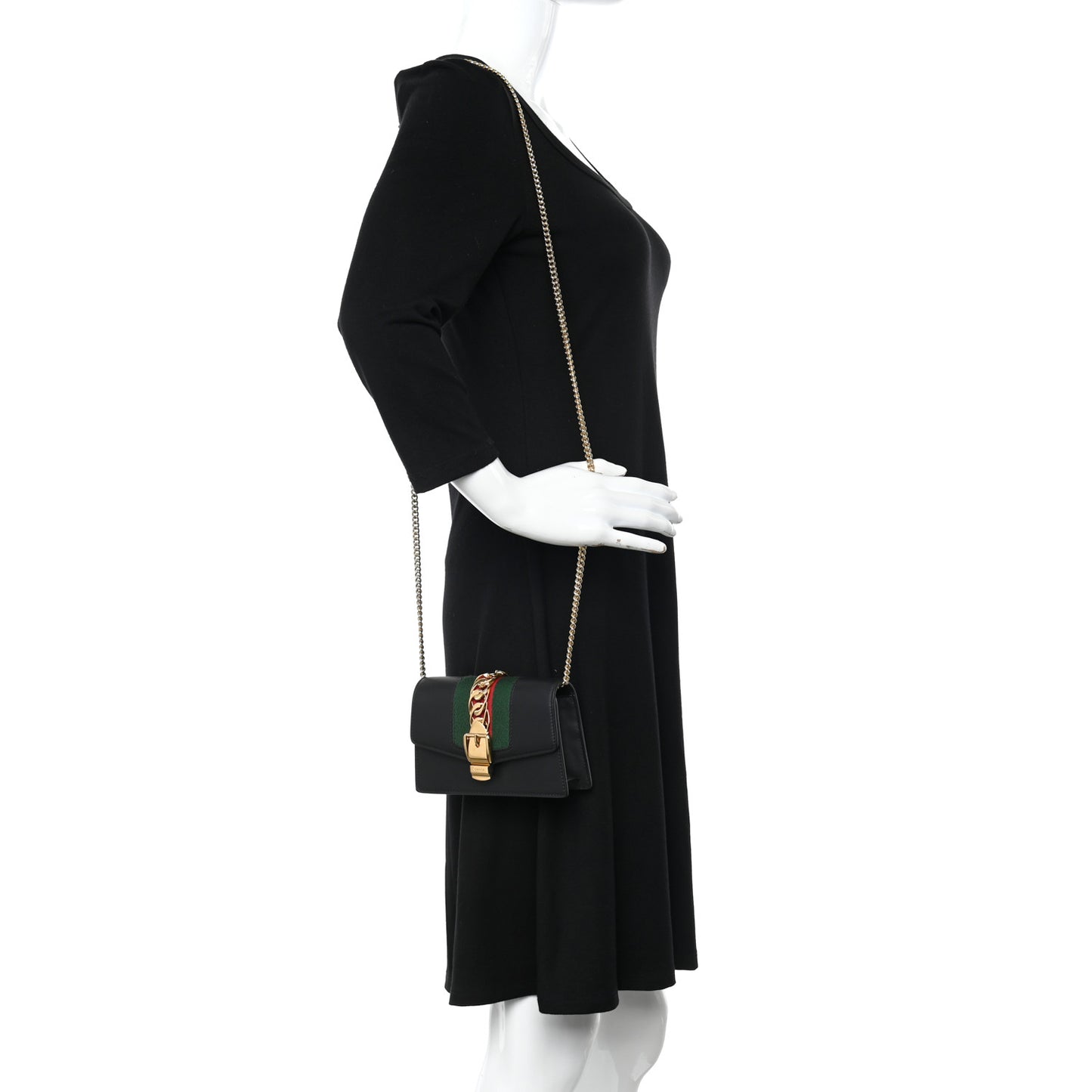 Calfskin Super Mini Sylvie Chain Shoulder Bag Black