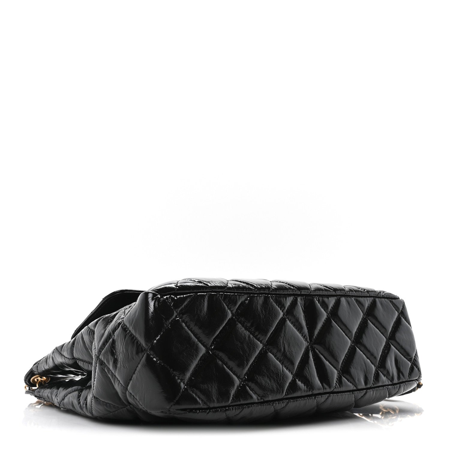 Chanel Shiny Crumpled Calfskin Quilted Large Wavy CC Hobo Black 4 of 9