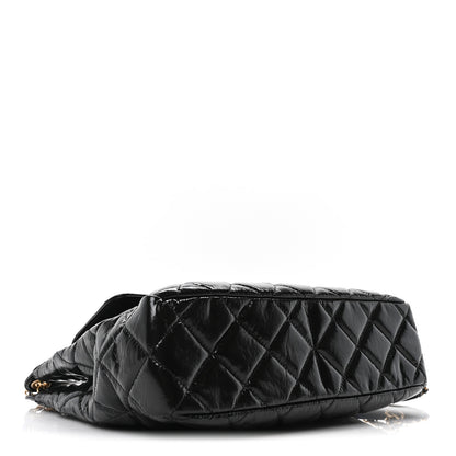 Chanel Shiny Crumpled Calfskin Quilted Large Wavy CC Hobo Black 4 of 9
